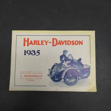 Catalogo delle motociclette Harley-Davidson 1935 con aloni ingialliti