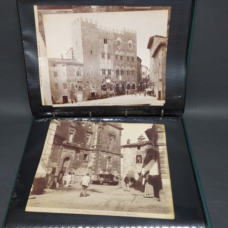 Album con 44 foto di città in Emilia Romagna e di Firenze con alcune annotazioni