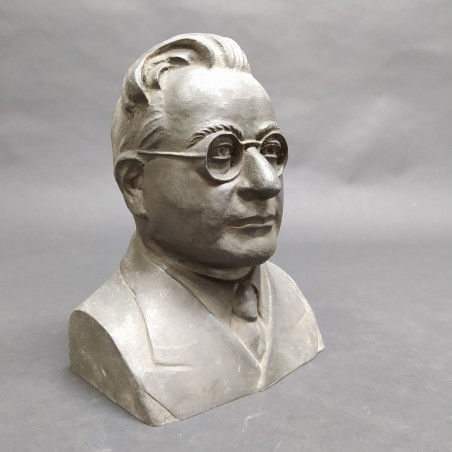 Busto di Palmiro Togliatti in bronzo alto 21 cm con fori per il fissaggio