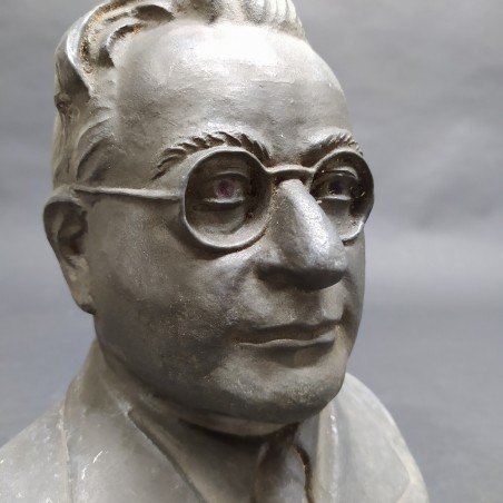 Busto di Palmiro Togliatti in bronzo alto 21 cm con fori per il fissaggio