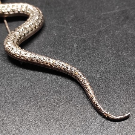 Spilla serpente Art Nuveau in argento 925 con marcasite