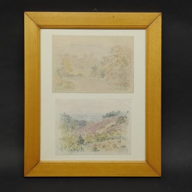 2 dipinti dell'artista Mario Vellani Marchi 18x12,5 cm incorniciati insieme