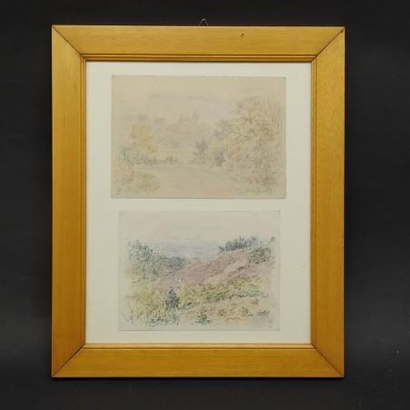 2 dipinti dell'artista Mario Vellani Marchi 18x12,5 cm incorniciati insieme