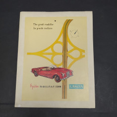 Manifesto dell'automobile Lancia Spider Aurelia GT 2500 disegnato da Pino Barale 2