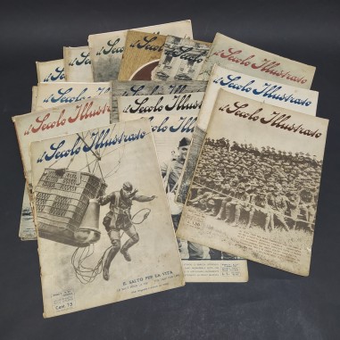 Lotto di 15 riviste Il secolo illustrato 1917-1918. Macchie diffuse e strappi
