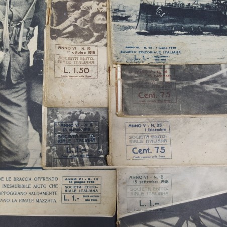 Lotto di 15 riviste Il secolo illustrato 1917-1918. Macchie diffuse e strappi