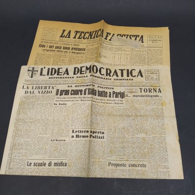 Lotto di 2 quotidiani: La tecnica fascista 1943 e L'idea democratica 1946
