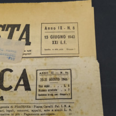 Lotto di 2 quotidiani: La tecnica fascista 1943 e L'idea democratica 1946 2