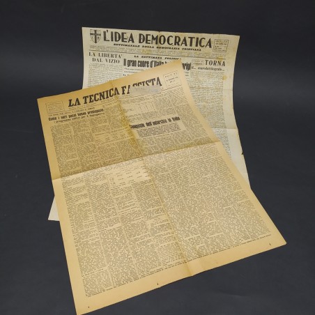 Lotto di 2 quotidiani: La tecnica fascista 1943 e L'idea democratica 1946