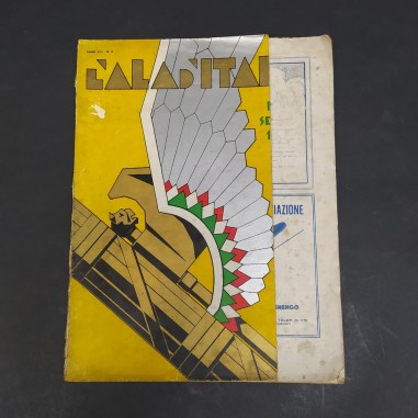 Rivista L'ala d'Italia num. 9, 1929 con ingiallimenti e strappi ma integra