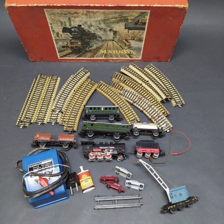 Set Marklin 3103 scala H0 loco vapore carri e carro gru, binari
