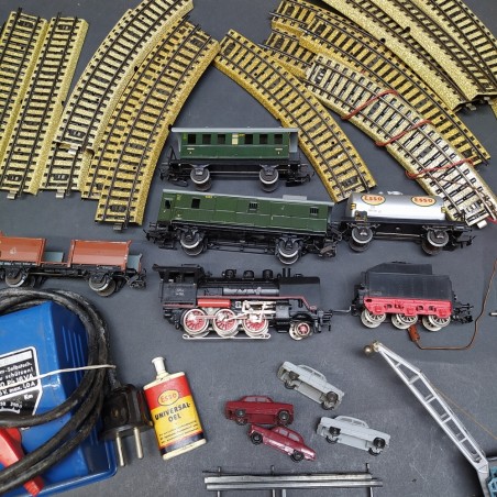 Set Marklin 3103 scala H0 loco vapore carri e carro gru, binari