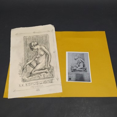 Bozzetto disegno a carboncino per la XX esposizione triennale d'arte di Modena