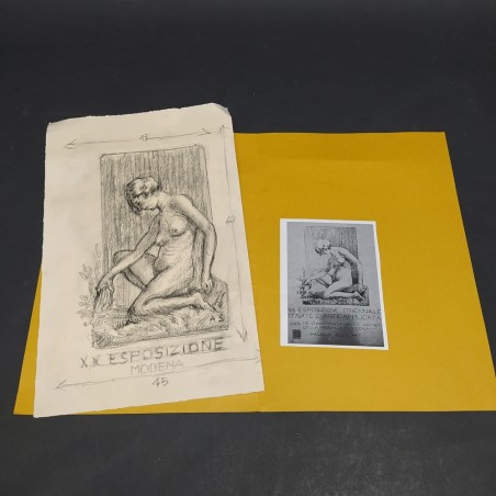 Bozzetto disegno a carboncino per la XX esposizione triennale d'arte di Modena