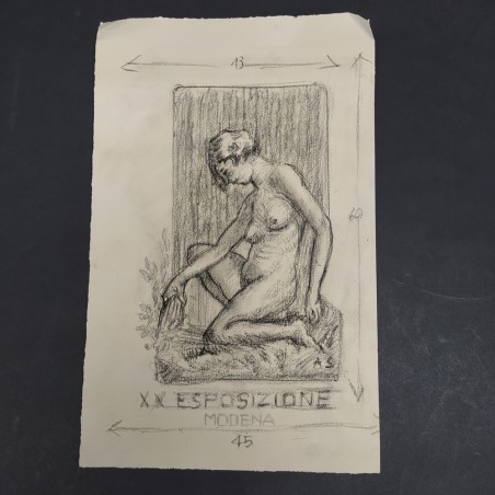 Bozzetto disegno a carboncino per la XX esposizione triennale d'arte di Modena