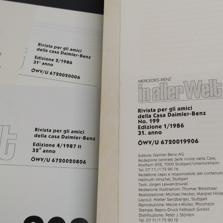 Lotto di 3 riviste In Aller Welt Mercedes annate 1986, 1987 in italiano