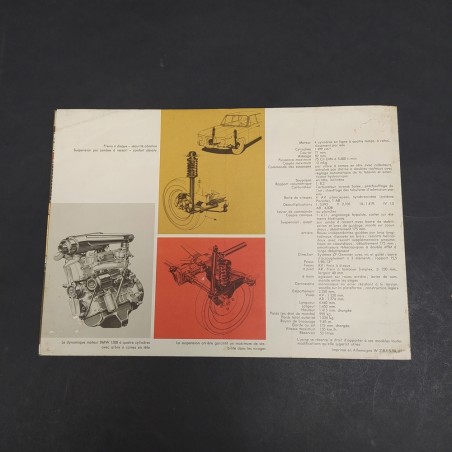 Catalogo delle automobili BMW 1500 in francese con sbucciature e macchie