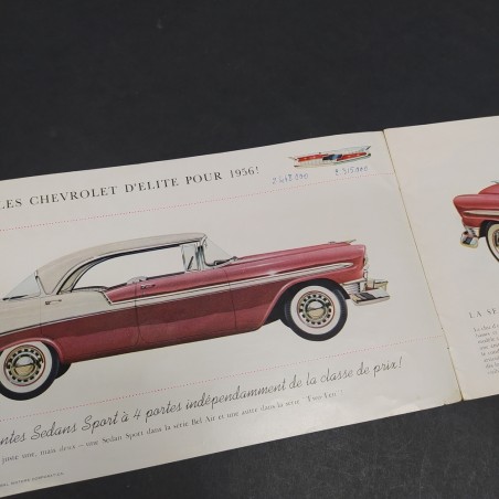 Catalogo delle automobili Chevrolet 1956 in francese con annotazione interna