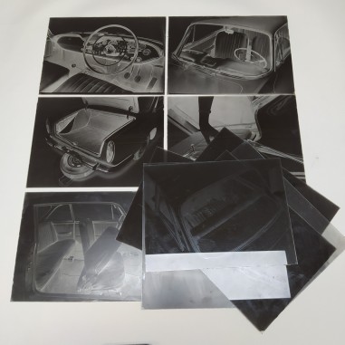 Lotto di 10 lastre fotografiche in vetro ritraenti automobili, probabili Sunbeam