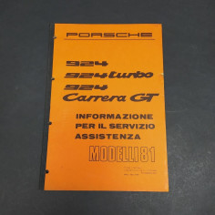 Manuale Informazioni per il servizio assistenza vetture Porsche 924 modelli 81