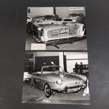 Lotto di 2 fotografie delle vetture Dauphine, Salone dell'auto Ginevra di 1958