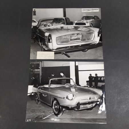 Lotto di 2 fotografie delle vetture Dauphine, Salone dell'auto Ginevra di 1958