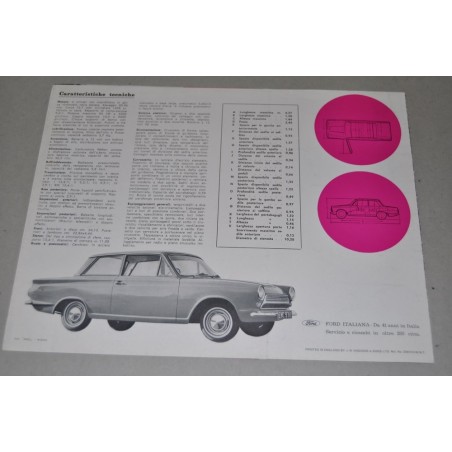 PROSPEKT DEPLIANT BROCHURE FORD CORTINA GT - 2 PAGINE ITALIANO