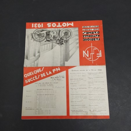 Catalogo motociclette Motos Fabrique Nationale d'Armes 1931 in francese