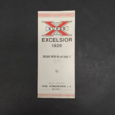 Catalogo di motociclette Super Excelsior 1926 a volantino pieghevole con strappi
