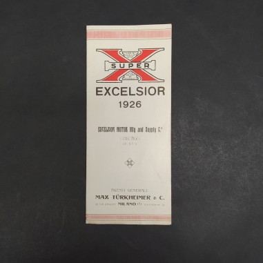 Catalogo di motociclette Super Excelsior 1926 a volantino pieghevole con strappi