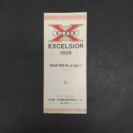 Catalogo di motociclette Super Excelsior 1926 a volantino pieghevole con strappi