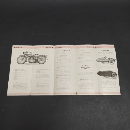 Catalogo di motociclette Super Excelsior 1926 a volantino pieghevole con strappi
