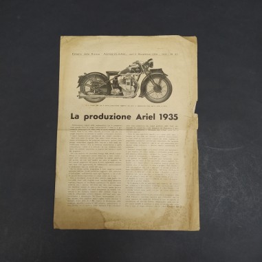 Pagina estratta dalla rivista Motociclismo 1934 sulla motocicletta Ariel 1935