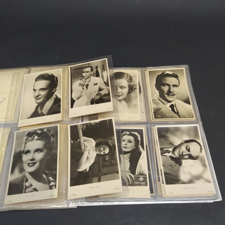 Lotto di 101 fotografie di attori e personalità degli anni 30/40 con autografi