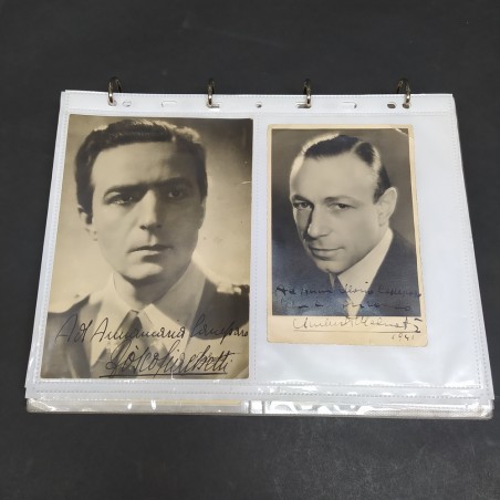 Lotto di 101 fotografie di attori e personalità degli anni 30/40 con autografi