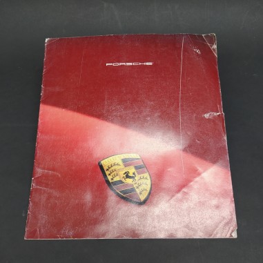Catalogo automobili Porsche, edizione 1990 in inglese con pieghe e strappi