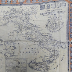 Foulard con stampate le circoscrizioni militari del Regno d'Italia, ben tenuto 2