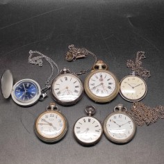 Lotto di 7 orologi da taschino alcuni in argento