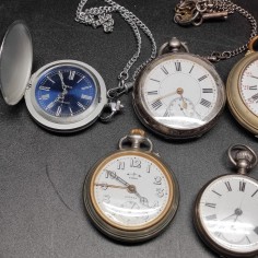 Lotto di 7 orologi da taschino alcuni in argento 2