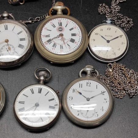 Lotto di 7 orologi da taschino alcuni in argento