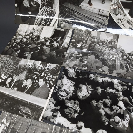 Lotto di 8 foto originali funerale Fausto Coppi 26x20 cm timbri di agenzia