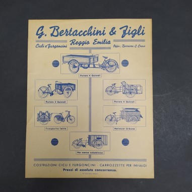 Brochure foglio pubblicitario Cicli e Furgoni Bertacchini & Figli