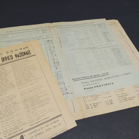 Lotto di due programmi di concorsi ippici anni 1939 a 1940