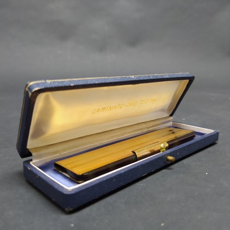 Vintage pettine in tartaruga con protezione laminata in oro e scatolina