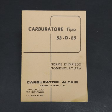 Norma di impuego nomenclatura Carburatori Altair tipo 53-D-25