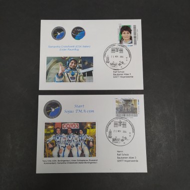 Lotto di 2 cosmogrammi Biberpost con Samantha Cristoforetti