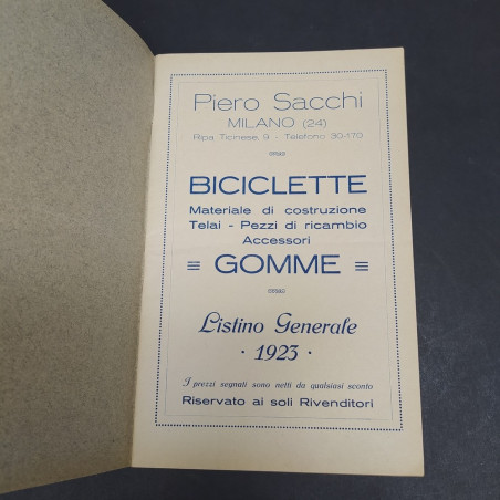Catalogo Velocipedi accessori gomme Piero Sacchi Milano 1923