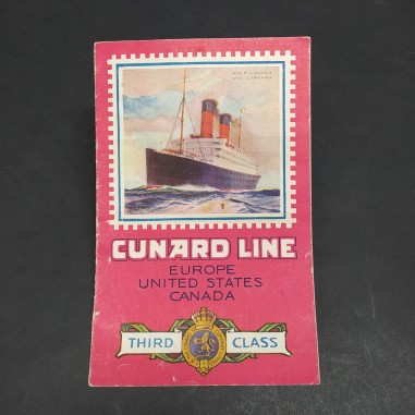 Catalogo Lunard Line piroscafi Europa America. 3° classe