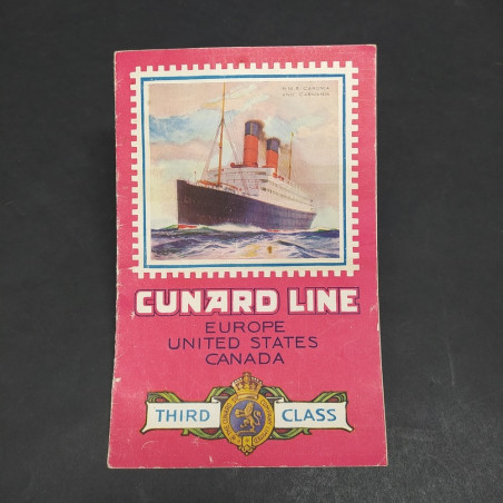 Catalogo Lunard Line piroscafi Europa America. 3° classe