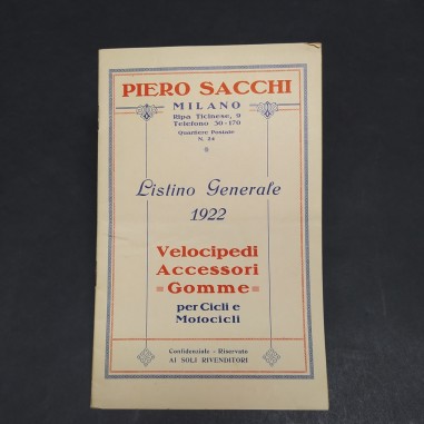 Catalogo Piero Sacchi 1922 Velocipedi Accessori Gomme per cicli e motocicli